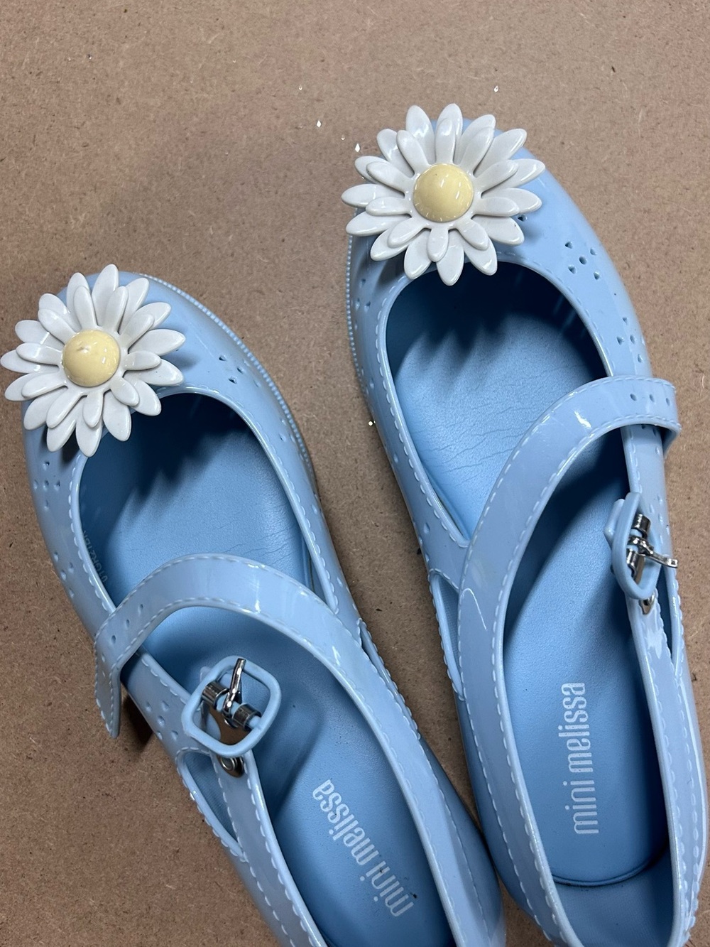Mini Melissa Light Blue Jelly Mary Jane Sandals with Daisy
